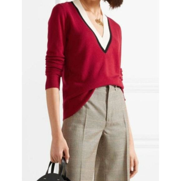 Veronica Beard Sweaters - Veronica Beard Barrett Striped V Neck 100% Cashmere Sweater
